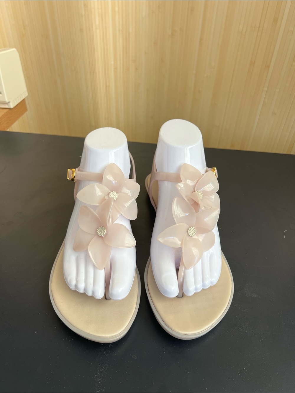 Melissa Pink Floral T-Strap Sandals